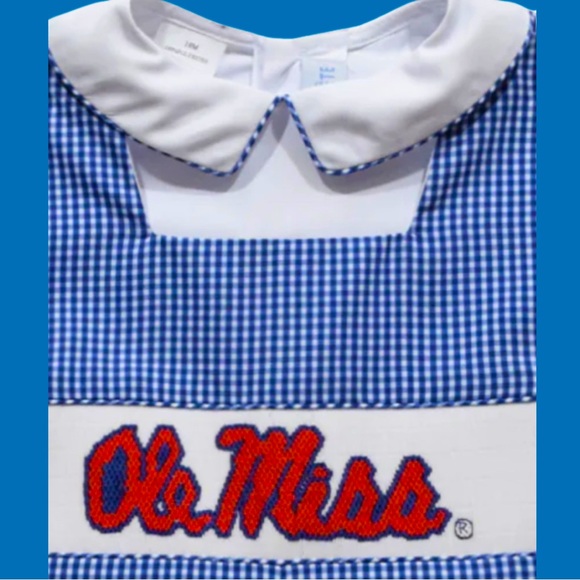 OLE MISS REBELS Smocked Navy Jon Jon w/ Shirt Toddler Size 18 Month Worn Once - Picture 5 of 9